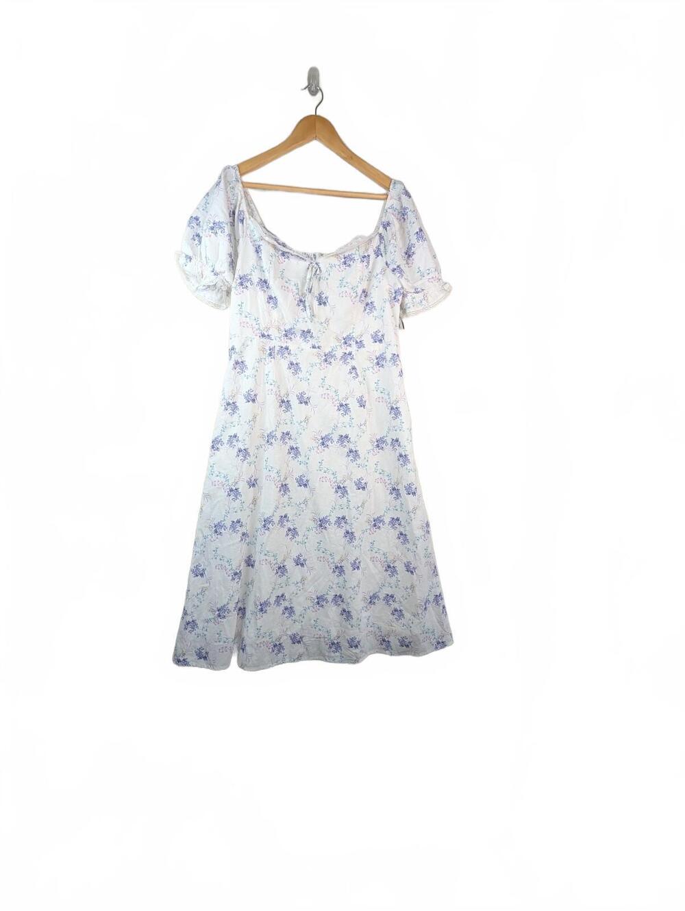 Scoop Women's Floral Linen Blend Midi Dress, Size Large